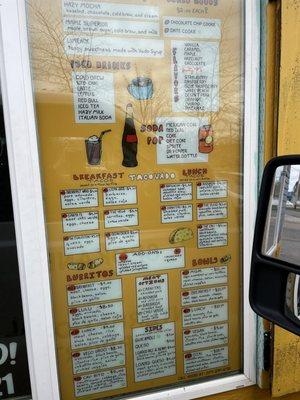 Menu as of 4/8/22