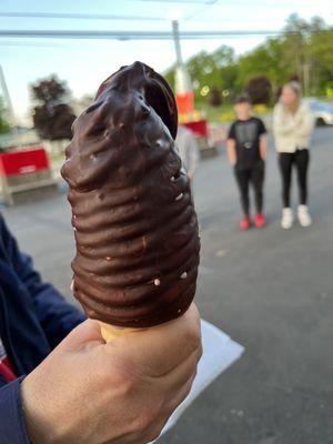 Small raspberry with chocolate dip