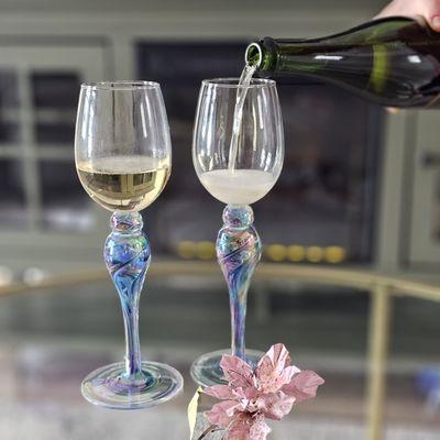 Blown glass wine goblets