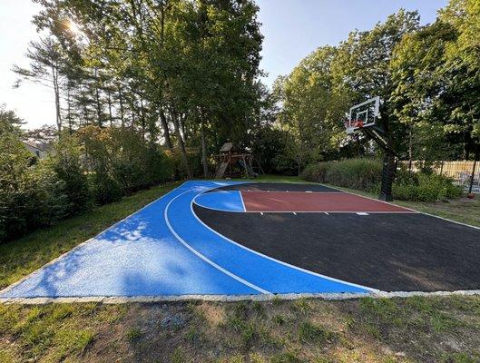 We can customize the look of your court or driveway with a little color in addition to the new hoop