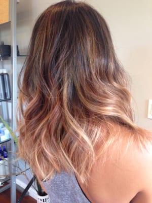 Beautiful balayage color using Aveda hair color