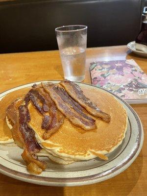 Golden Brown Pancakes with Bacon Breakfast