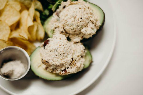 Our house favorite, Chicken Salad Stuffed Avocado