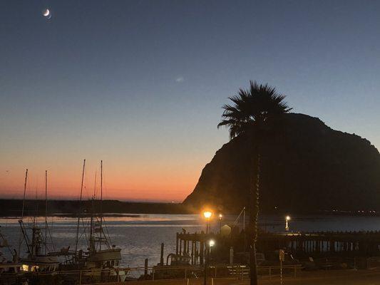 Last night of the beautiful rock in Morro bay, from our room.