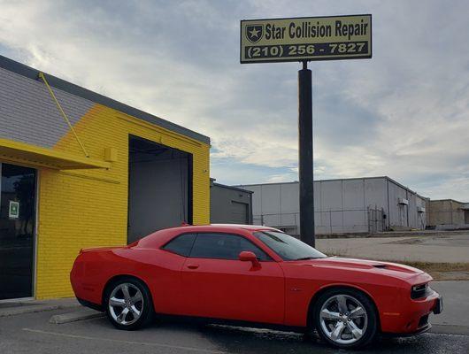 Front collision repair on this Dodge Challenger