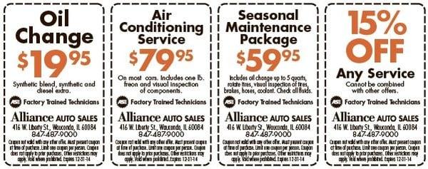 Alliance Auto Sales Service Offers.