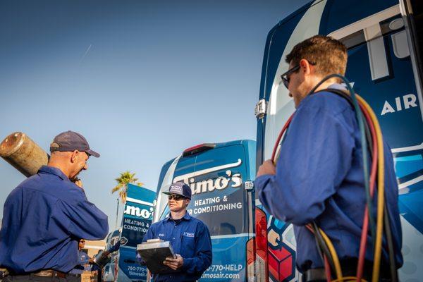 Timos team, HVAC install services, & AC tune-up maintenance.