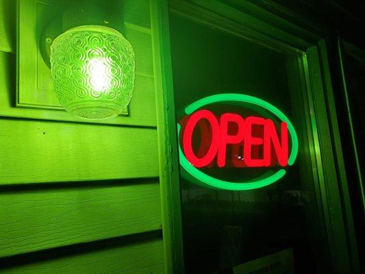 Follow the green light! If it's on, we're OPEN.