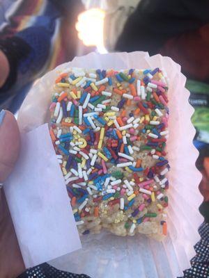 Rice crispy treat with sprinkles