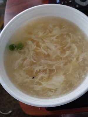 Egg drop soup. Bland.