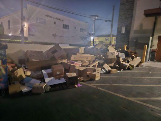 Boxes of trash all over