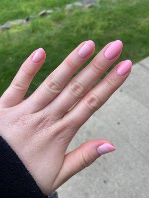 Pink gel nails and half French