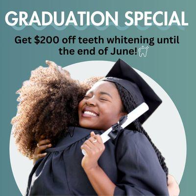 Celebrate your achievement with a smile! Book your whitening appointment today and help us let you shine brighter!