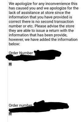 No transaction number needed for returns