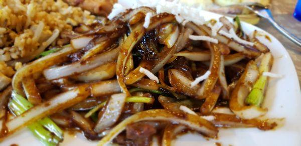 Mongolian beef, I don't see much beef and lots of onions