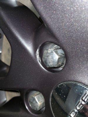 Paint damage around lug nut/stud