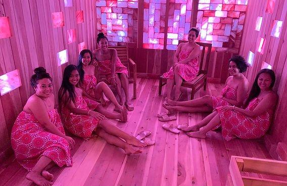 Relaxing the the Himalayan pink salt dry sauna! so wonderful.