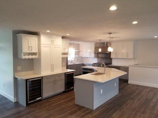 CNY Home Improvement's custom cabinetry line pared with beautiful Cambria Quartz countertop. Completed in 2019 on Oneida Lake.