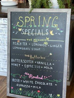 Spring specials menu