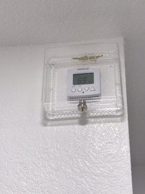 Thermostat lock box for a community pool restroom area. We swapped out the 20 year old heat pump with a new York 3 ton split system