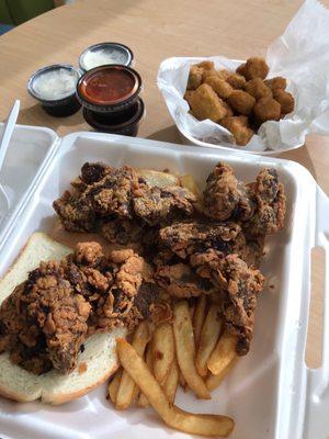 Chicken Liver Dinner with Okra