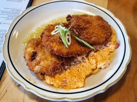 Fried Green Tomatoes with Pimento Cheese