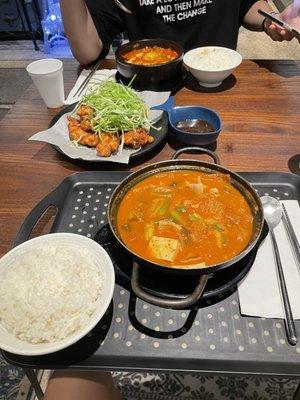 kim chi jji gae Korean Fried Chicken (boneless) Tofu stew