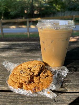 Latte and Oatmeal Raisin Cookie