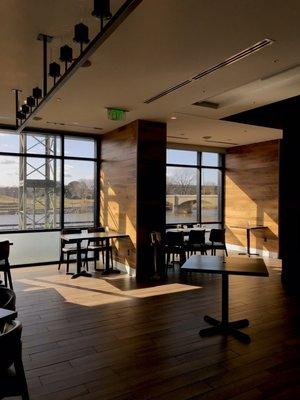 Dining area with view of the Grand River