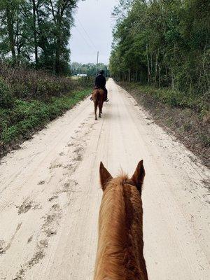 Trail riding with George.