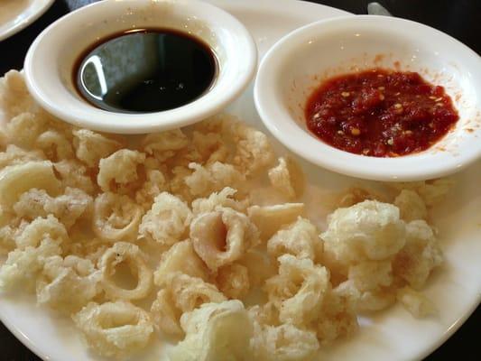 Fried calamari with spicy pepper sauce and soy glaze