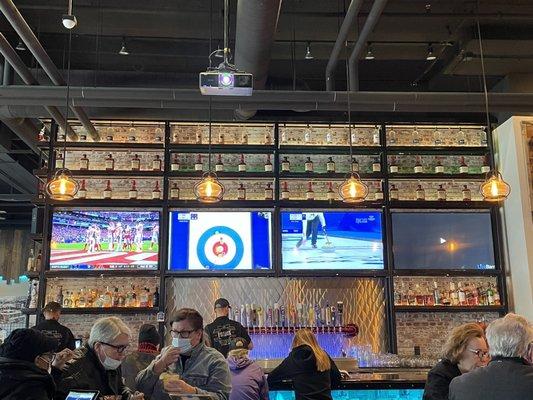 Cozy sports bar vibe