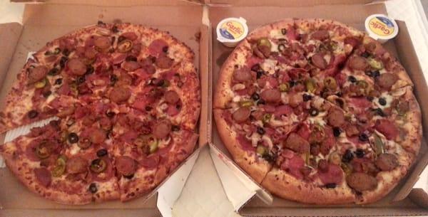 All 4 of these wonderful pizzas were and crafted at the Lisle Dominos. Each time the indicator stated maximum topping to be able to bake