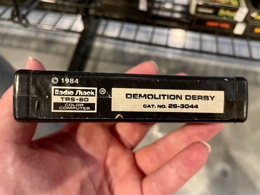 "Demolition Derby" for the ultra obscure Radio Shack TRS-80 computer/gaming console. One of over 40 systems I own!