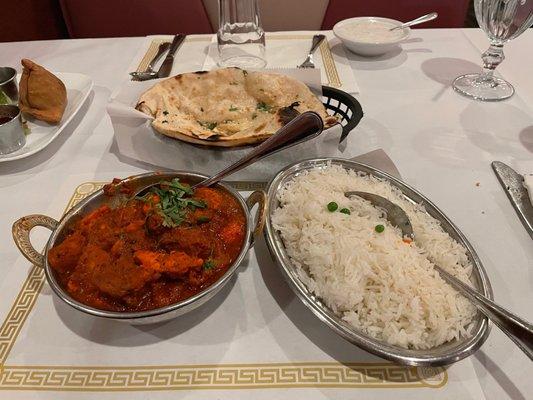 Rice Garlic Naan Chicken tikka masala