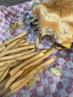 La Ranchera/ El Ranchero burger and a grill cheese.