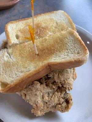 Chicken fried steak on Texas toast with lettuce & mayo