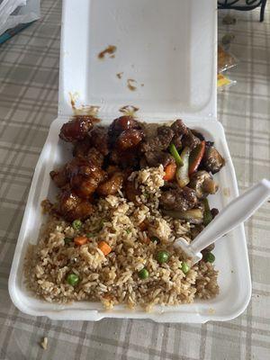 Orange chicken and Mongolian beef