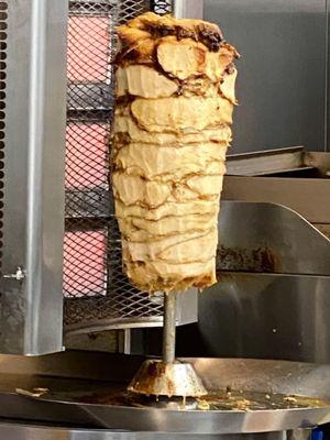 Authentic chicken shawarma on split...