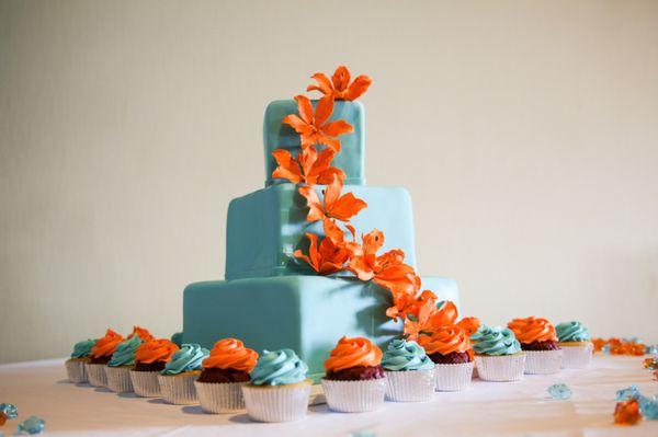 This was the beautiful cake that Heather made for our wedding. Each tier was a different flavor. It was DELICIOUS.