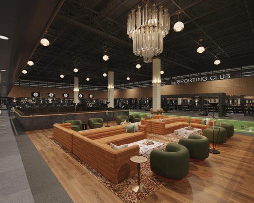 In the middle of the 10,000 square foot fitness floor is an elegant lounge.