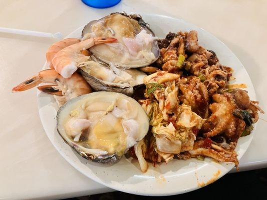 Cold Shrimp, Clams, Spicy Baby Octopus