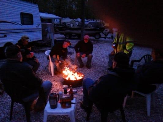 The camp fire at lakeside campground