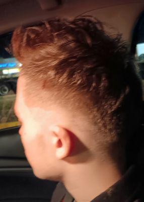 Little blurry, but how she managed to give him the perfect taper!