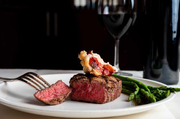 Steak with lobster