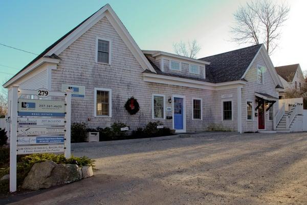 Our office is located at 279 York Street, No. 2, in York, Maine.  Our office (just look for the red door) is the smaller back...