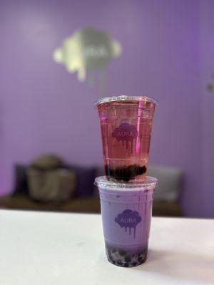 Hibiscus Passion and Organic Taro w/boba jelly