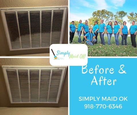 During and After shining a return air vent