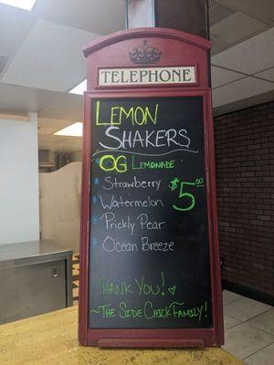 Soft opening menu. Big  Lemonade & Good.