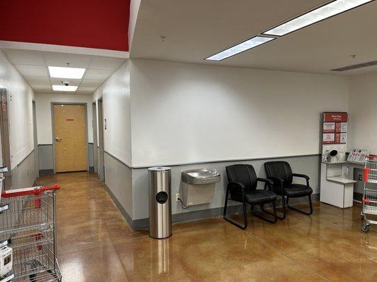 Blood pressure and restrooms near Pharmacy